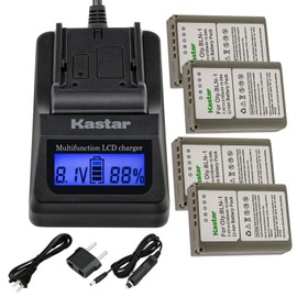 Kastar 4Pack Battery and LCD Fast Charger with USB Output Compatible with Olympus BLN-1 BLN1 Battery, Olympus BCN-1 BCN1 Charger, Olympus M-D E-M1, OM-D E-M5, OM-D E-M5 Mark II, PEN E-P5, PEN-F Camera