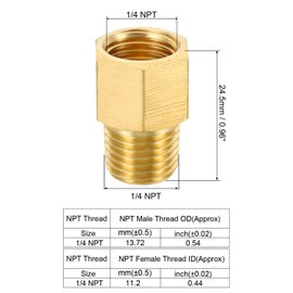 TA-VIGOR 2Pcs Reducer Adapter, 1/4 NPT x 1/4 NPT Brass Pipe Fitting Reducer Adapter, Hex Bushing Reducing Connector Fittings for Pipe Connecting Conversion