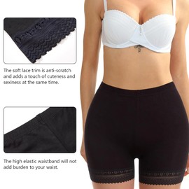 Cinvik Slip Shorts for Women Seamless Thigh Shaper Bike Short Chafing Prevention Lace High Rise Black Slip Legging Shorts M