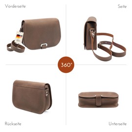 Thielemann braune Damen Handtasche Marseille Made in Germany, Umhängetasche aus Leder, Abendtasche, Echtleder Tasche zum Umhängen, Crossbody Bag, Ledertasche zum Ausgehen