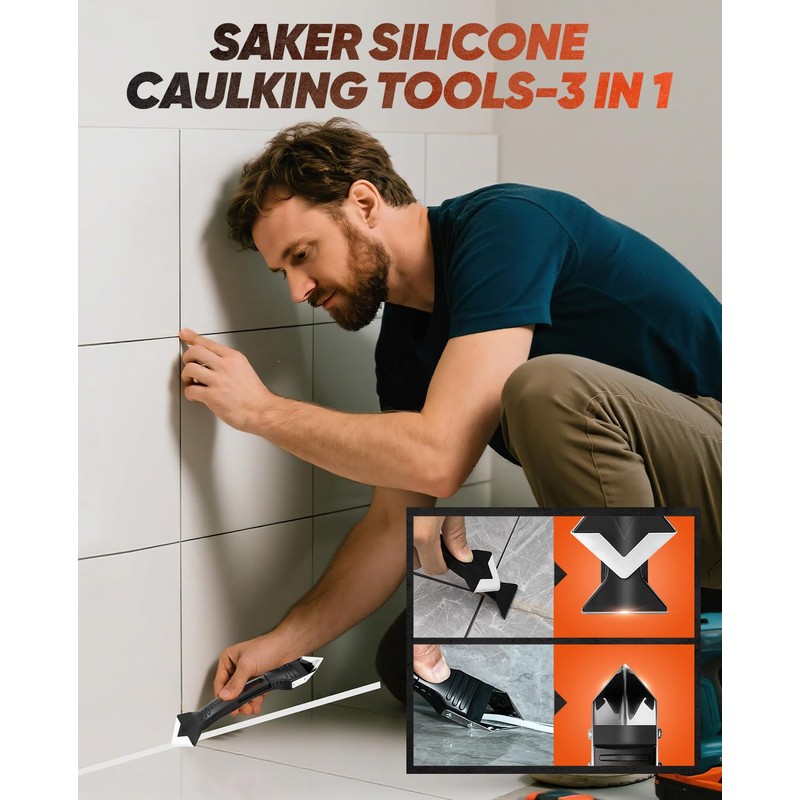Saker Silicone Caulking Tools-3 in 1 Sealant Finishing Tool Grout