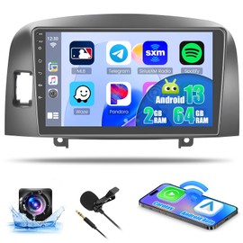 [2+64G] Car Radio for Hyundai Sonata 2004 2005 2006 2007 2008,Android 13 Car Stereo Wireless CarPlay Android Auto,9 Inch Touch Screen Bluetooth Car Radio GPS WiFi Dual USB FM RDS Radio Backup Camera
