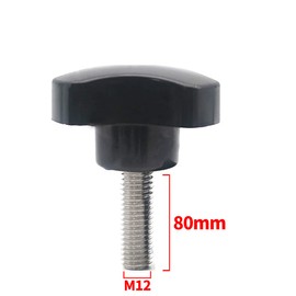 Star Knob Grip M12 x 80mm Male Thread Triangle Head Screw Clamping Knobs Handle Tightening Screw Black