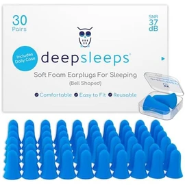 Deep Sleeps Foam Ear Plugs for Sleeping, 30 Pairs, 37dB Noise Cancelling, Soft, Re-Usable, Premium Earplugs, for Sleep, Travelling, Studying