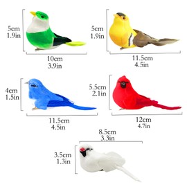 Artificial Birds Fake Birds Christmas Tree Ornaments Foam Realistic Feather Birds Decoration Garden Flower Arrangements and Christmas Decor Wedding Decor (Fake Birds 5pcs)