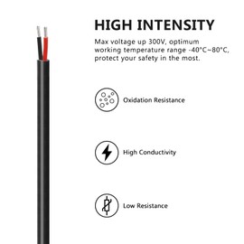 82FT 16 Gauge 2 Conductor Electrical Wire, 16 AWG Low Voltage Landscape Wire, PVC Red Black 12V/24V DC Hook Up Cable, Flexible Cord for LED Lighting Strips Automotive Garden Bell Speaker