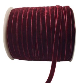 10 Yards Burgundy Velvet Ribbon Spool (Wine, 3/8")