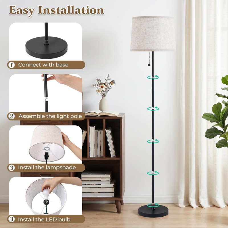 Floor Lamps for Living Room & Bedroom, 60" Modern Tall