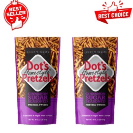 Dot's Homestyle Pretzels Cinnamon Sugar Seasoned Pretzel Twists, 16 oz, 2 Pack