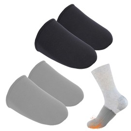 2 Pairs Neoprene Toe Covers for Cycling Skiing Ice Bath, Reusable Feet Toe Caps Socks for Cycling, Hiking, and Camping Thermal Toe Socks(Black + Grey) (Large)