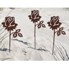 Lilienburg Set of 3 Rose Rust Stakes, Flower, Rust Rose