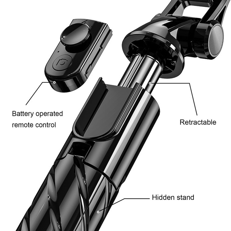 Selfie Stick Tripod Lightweight Remote Control 27.6in Extendable BT Phone