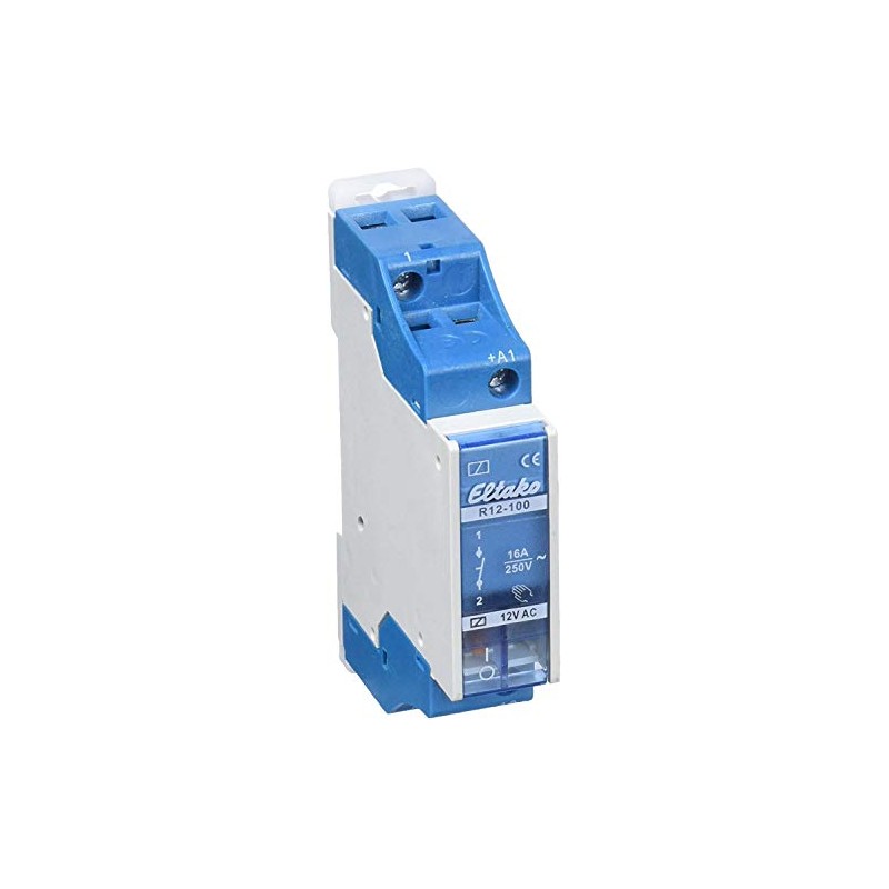 Eltako R12-100-12V electromechanical switch relay.