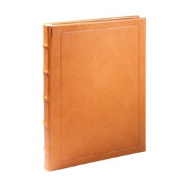 Graphic Image 9 Inch Large Hardcover Writing Journal, Genuine Calfskin Leather, Lined Pages, 7" x 9-1/4", British Tan