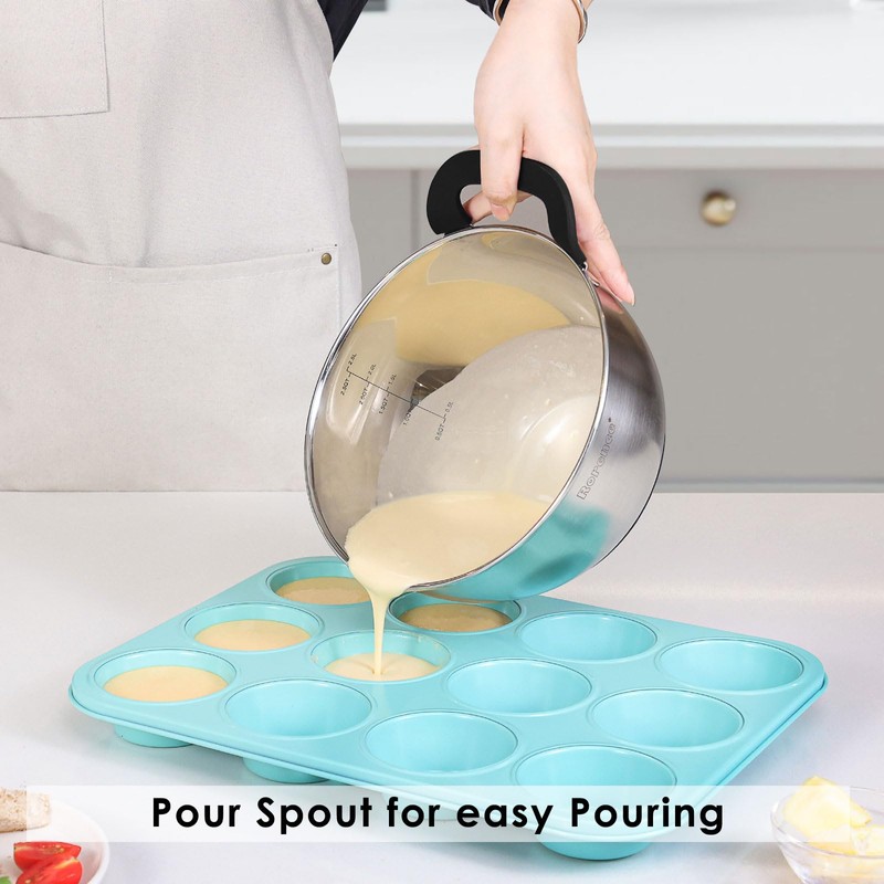 Rorence Stainless Steel Mixing Bowls: Stackable Mixing Bowl Set with