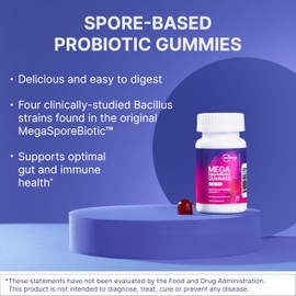 Microbiome Labs Microbiome Labs MegaSporeBiotic Kids Probiotic - Spore Based Gummy Probiotics for Kids - Supports Gut Health & Immunity with Bacillus Probiotic Blend - Berry Flavored (30 Gummies)