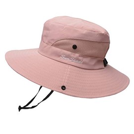 Anvevkn Women's Foldable Sun Hat UV Protection Summer Hat Hiking Hat Fishing Hat Garden Hat Waterproof Outdoor Bush Hat with Adjustable Chin Strap, S-pink