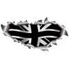 Large Single Union Jack Black Flag Metal Rip Open Sticker