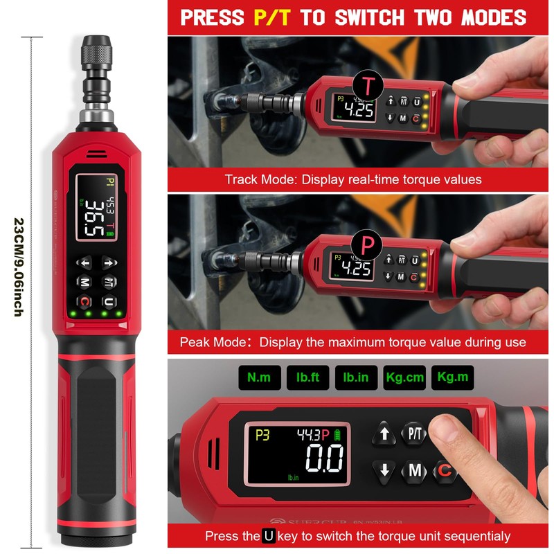 SUERCUP Digital Torque Screwdriver 0.8-53.1in-lbs/0.09-6Nm, Inch Pound Screwdriver Torque Wrench