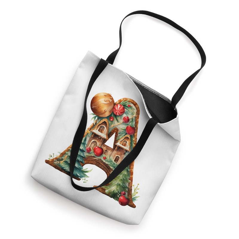 Monogrammed Christmas Initial A Gingerbread Cookie Letter A Tote Bag
