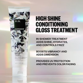 IGK EXPENSIVE Clear Gloss Top Coat | High Shine Gloss Treatment | Hair Gloss | Amla Oil Hi-Shine Topcoat Glaze | Vegan + Cruelty Free | 124ml | 4.2 oz:_3 Tubes [$25.60/unit]