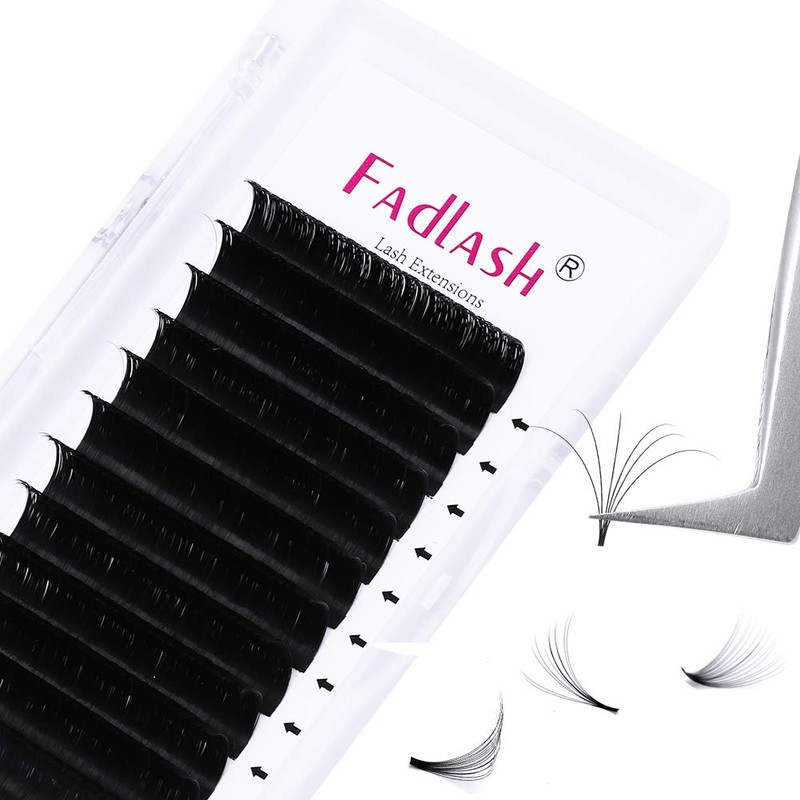 Volume Eyelashes, 0.07 mm Thickness, D Curl, 9 mm Length,