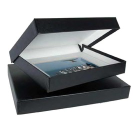 Archival Methods Onyx 9x12x2 Portfolio Box, 9.25x12.25, Black Buckram/White Lining