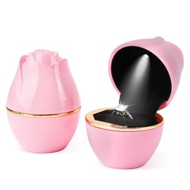 iSuperb Pink Ring Box LED Ring Case Rose Jewelry Box for Proposal Engagement Wedding Anniversary Valentines Birthday Gift (Pink)