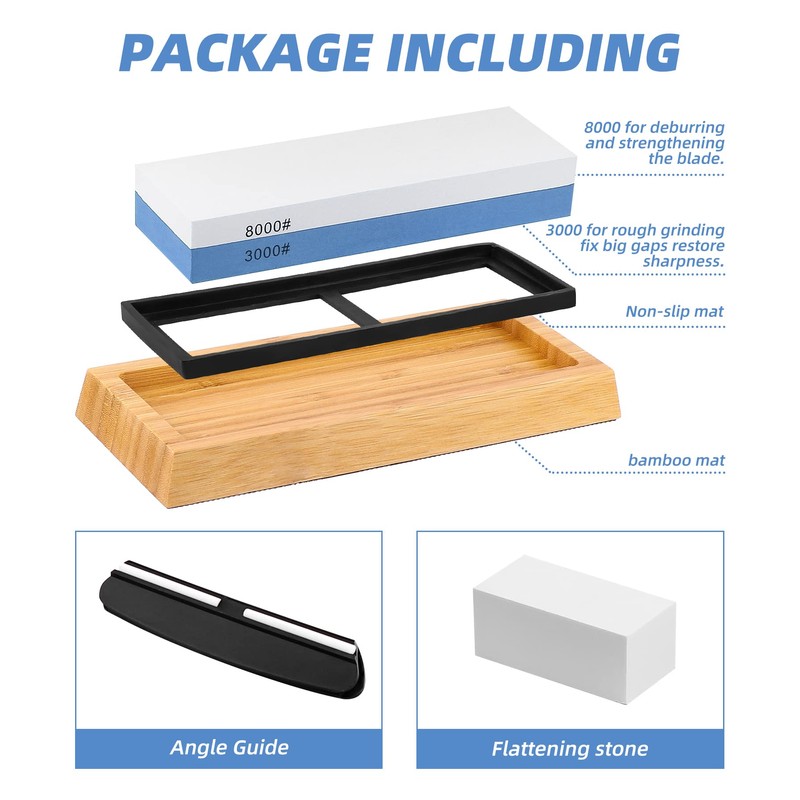 LUCKUT Sharpening Stone Whetstone Set Kitchen Knife Sharpener Stone Wet