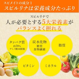 Spimate Spirulina Formulated with Lactic Acid Bacteria, Enzymes, Vitamin C, 1,200 Tablets