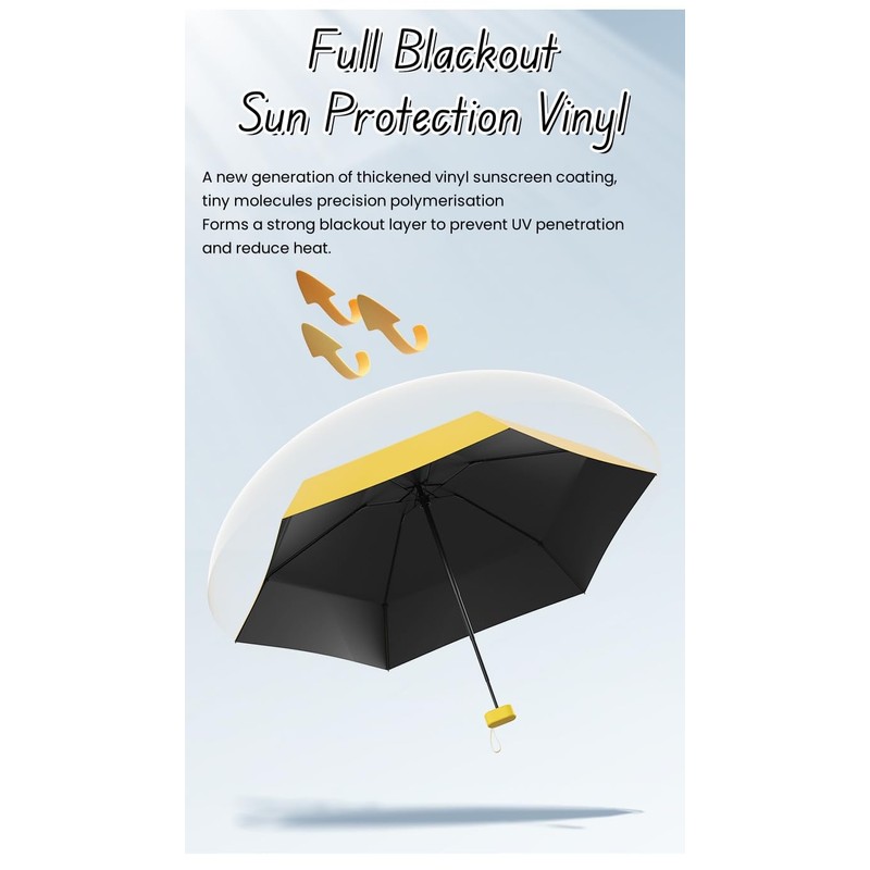 MOLHEM Backpack Folding Travel Umbrella,6 Ribs Mini Compact Sun Umbrella,Uv