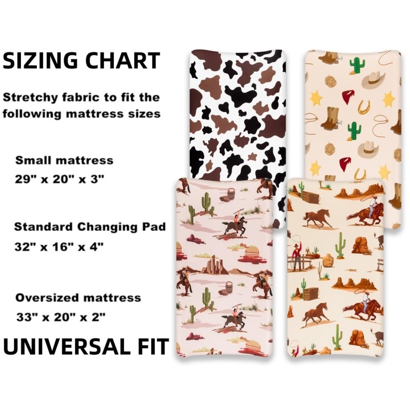 4 Pack Western Cowboy Crib Sheets Neutral Breathable Fitted Baby