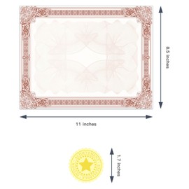 DUGUTUL 48 Sheets Certificate Paper with 48 Sheets Gold Seal Stickers, 8.5 × 11" Printable Certificates for Graduation Certificates, Diploma, Awards, Employee Recognition Gifts, Business Awards