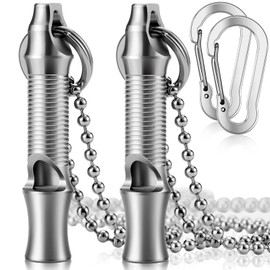 Monspend Whistle, Disaster Preparedness Whistle, Deca Sound, 120 dB, Lightweight, Durable, Outdoors, Climbing, Camping, Hiking, Necklace, Carabiner