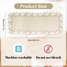 URROMA Lace Table Runner, 1 Piece Linen Table Runner Beige Lace Coffee Table Runners Dresser Scarf Kitchen Home Outdoor Picnic Wedding Decor 36.61 * 18.11in