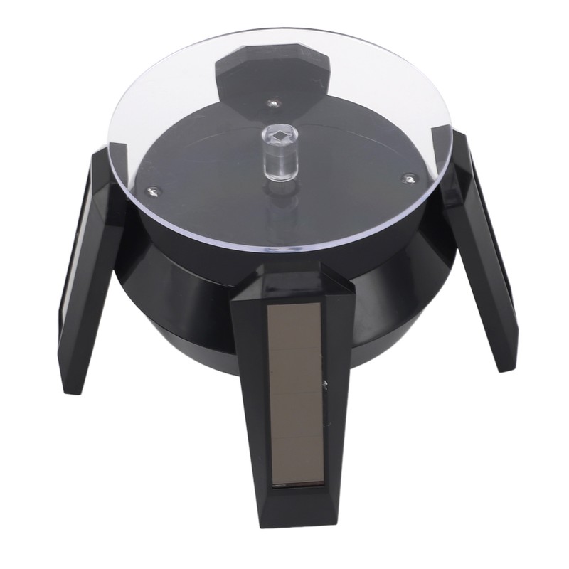 LED Jewelry Display Turntable Solar Powered Rotating Stand Blue Led