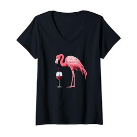 Womens Flamingo Wine Tasting Wine Taster Drinking Lover Quotes V-Neck T-Shirt