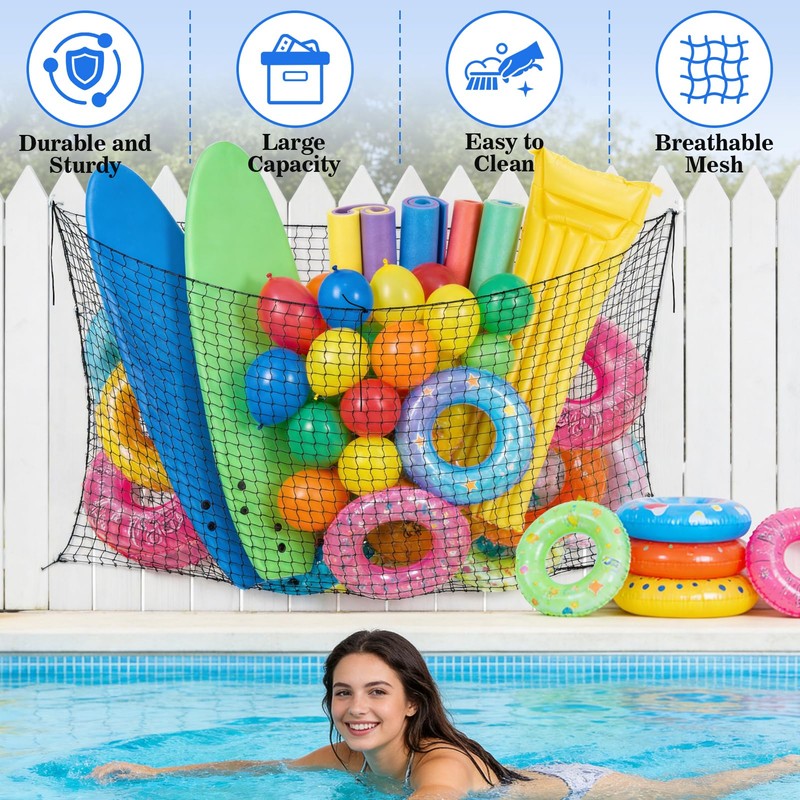 Extra Large Pool Float Storage Bag,79×47 in Hanging Pool Toy