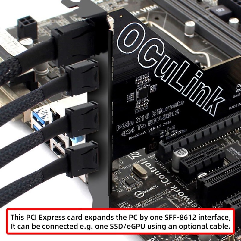 chenyang 4 Port Oculink to PCIe 4.0 X16 Adapter,SFF-8611/8612 to