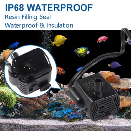 ALAMSCN 2pcs Mini Submersible Water Pump 110V 3W 200L/H with 2M PVC Tubing for Aquarium Fish Tank Pet Fountain Pond Hydroponic