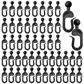 50Pcs Curtain Track Hooks for Gazebo Canopy - Invisible Plastic Curtain Clips, Black Sliding Hooks for Tent and Outdoor Shade - Durable Hook Set for Home Hotel Mosquito Net Rail Mount