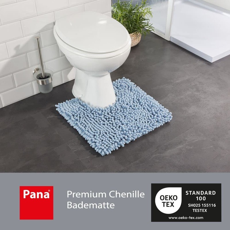 PANA Fluffy Toilet Mat with Cut-Out Chenille Bath Mat in