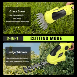 KITLUCK 8V Cordless 2-in-1 Grass Shear & Hedge Trimmer,Handheld Electric Grass Trimmer Hedge Shears/Grass Cutter Rechargeable,2000mAh Battery for Yard, Garden, Lawn Care
