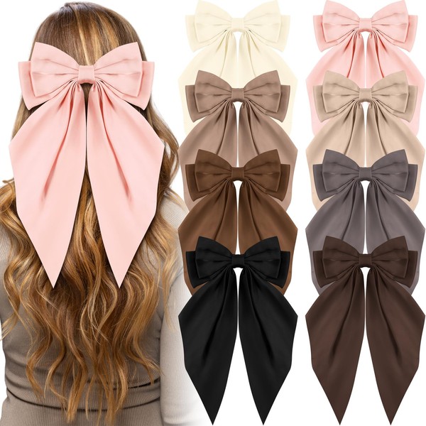 Hoteam 8 Pcs Silky Satin Oversized Hair Bows Bulk Big