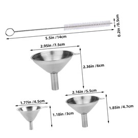 LIFKOME 1 Set Stainless Steel Mini Funnel for Liquid and Powder Transfer Compact Kitchen Tool for Easy Filling and Storage Includes Funnels and Brushes and Easy to Clean