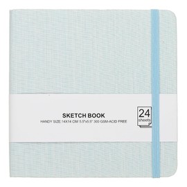 PATIKIL 5.5x5.5" Watercolor Sketchbook, 24 Sheet 300GSM/203lb Watercolor Paper Sketchbooks Acid Free Watercolor Journal Hardcover Artists Paper Pads for Painting, Light Green