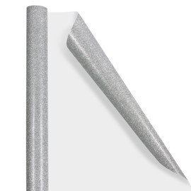 JAM PAPER Gift Wrap - Glitter Wrapping Paper - 25 Sq Ft - Silver Glitter - Roll Sold Individually