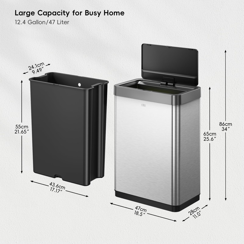 EKO Mirage-X 47 Liter / 12.4 Gallon Touchless Rectangular Motion