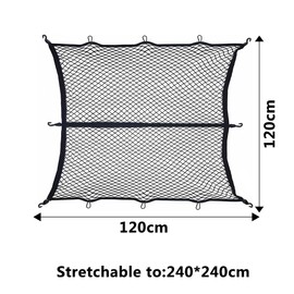 Cargo Net for Pickup Truck Bed, Truck Bed Net, Highly Elastic Cargo Nets, Stretchable Mesh Organizer for Pickup Trunk Beds, Truck Cargo Nets with 6 Pcs Metal Carabiner and 6 Hook