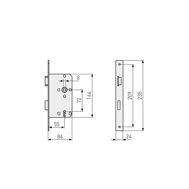 ABUS - Mortice Lock ES BB2 R S 55 72